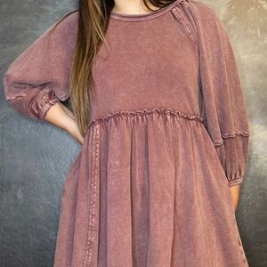 Washed Terry knit faded plum dress
